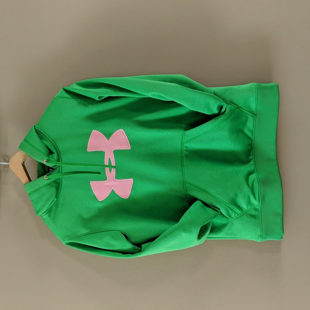 EUC Under Armour Green and Pink hooded sweatshirt - Picture 8 of 11